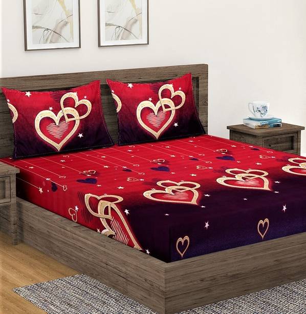Fashion String 144 TC Microfiber Double Printed Flat Bedsheet