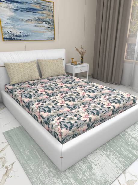 CARLTON LONDON 180 TC Microfiber King Printed Flat Bedsheet
