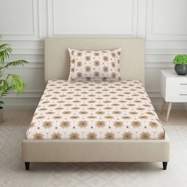 Welspun 120 TC Polycotton Single Floral Flat Bedsheet