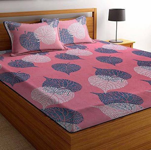 VAS COLLECTIONS 160 TC Microfiber Double Floral Flat Bedsheet