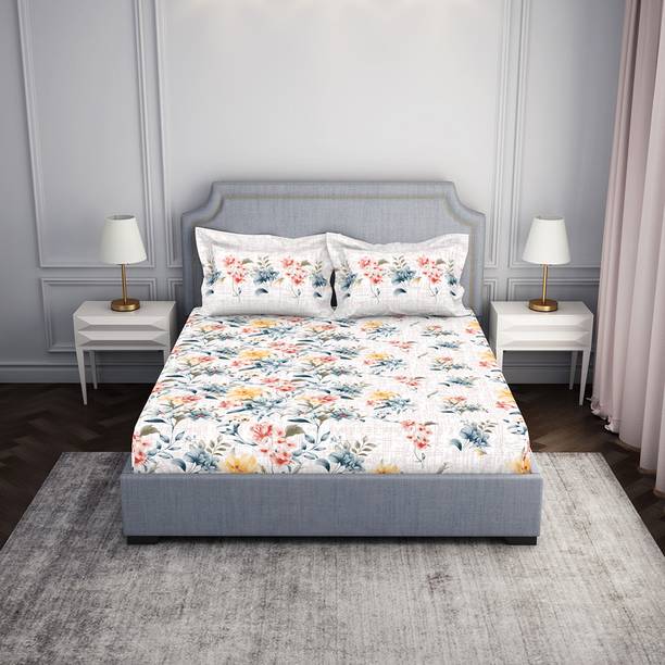 SPACES 144 TC Cotton King Paisley Fitted (Elastic) Bedsheet