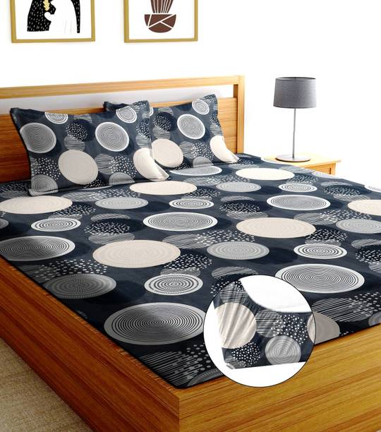 BLUEDOT 252 TC Microfiber Double Printed Fitted (Elastic) Bedsheet