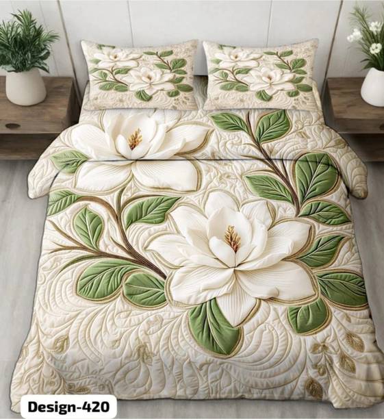 DGHUB Polycotton Queen Flat 400 TC 7D Digital 1 Summer Bedsheet with 2 Pillow Covers