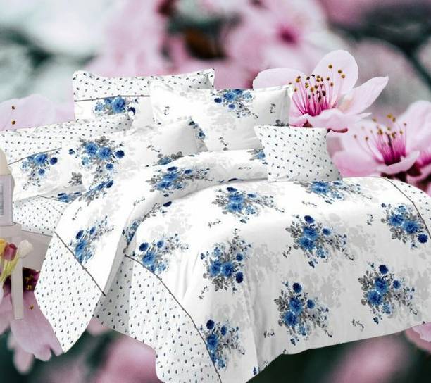 RUMFOT 240 TC Cotton Single Floral Flat Bedsheet