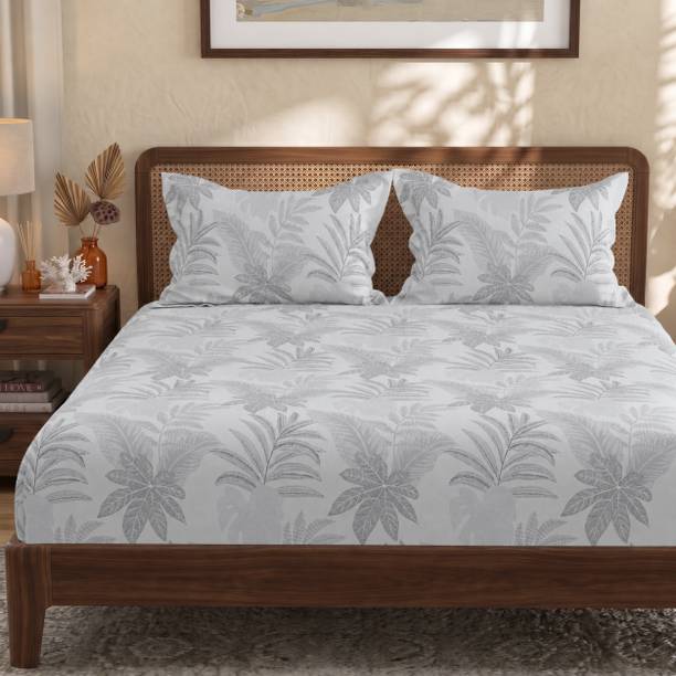 Huesland Cotton Double Flat 144 TC Printed 1 Bedsheet with 2 Pillow Covers