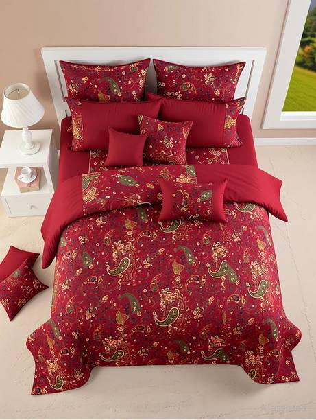 SWAYAM Cotton King 210 TC Geometric 1 Bedsheet with 2 Pillow Covers
