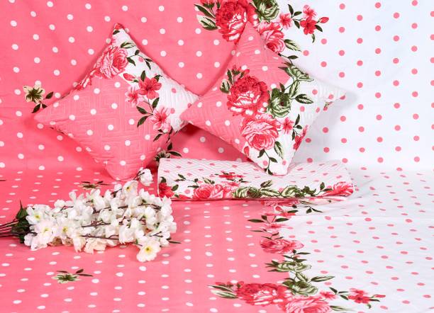 ANIKET 190 TC Cotton Double, King Printed Flat Bedsheet