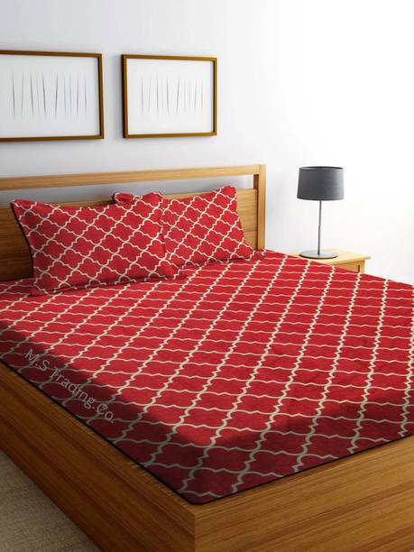 M.S. Trading Co. Cotton Double Flat 144 TC Printed Bedsheet