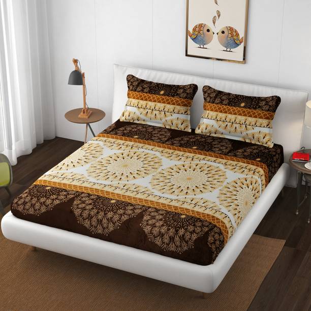 SCHp Woolen, Velvet Double Flat 240 TC Printed Bedsheet