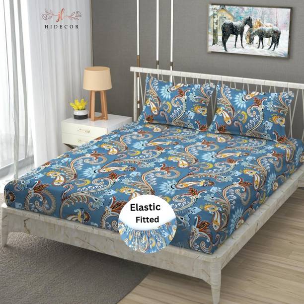 HIDECOR Microfiber King Fitted (Elastic) 280 TC Printed Bedsheet