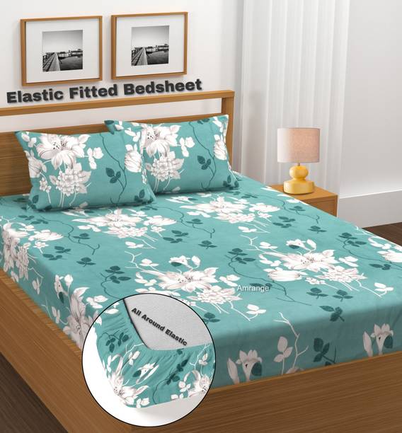 Amrange 210 TC Microfiber King 3D Printed Fitted (Elastic) Bedsheet