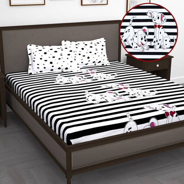 Story@home Cotton King Flat 240 TC Cartoon 1 Bedsheet with 2 Pillow Covers