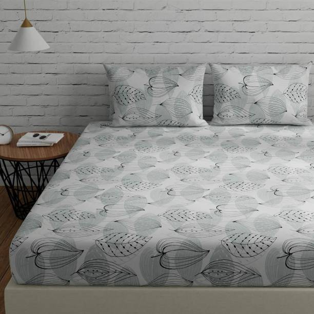 Huesland 144 TC Cotton Double Floral Flat Bedsheet