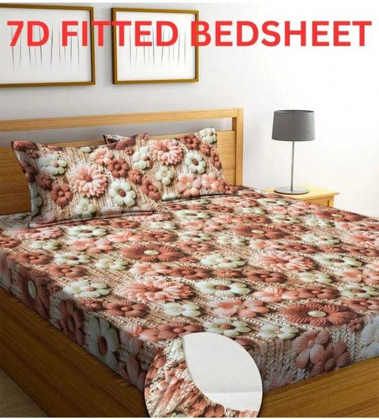 Goodrik Cotton King Fitted (Elastic) 300 TC 7D Digital 1 Bedsheet