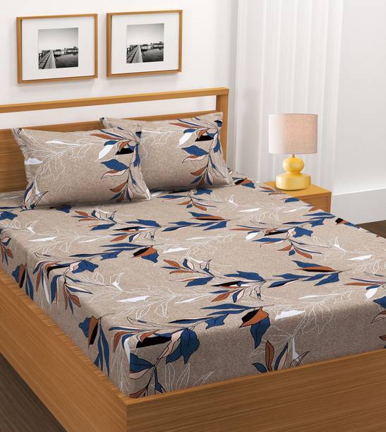 BLUEDOT Cotton King Flat 180 TC Floral 1 Bedsheet with 2 Pillow Covers