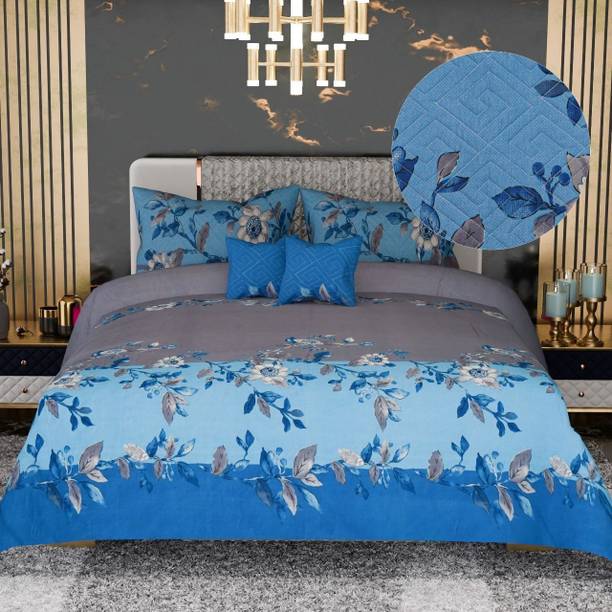 bluedot cotton double flat 200 tc floral 1 bedsheet 2 pillow covers cushion covers