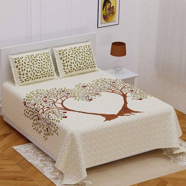 Devi Creations 1 TC Cotton Double Floral Flat Bedsheet