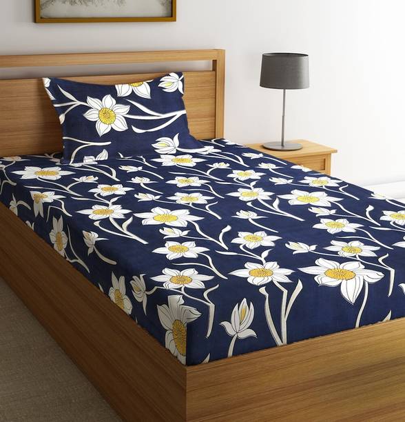 Fashion String 144 TC Microfiber Single Floral Flat Bedsheet