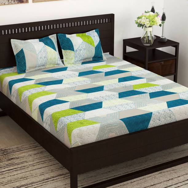 CLOTHOLOGY Cotton Double Flat 144 TC Jaipuri Prints Bedsheet