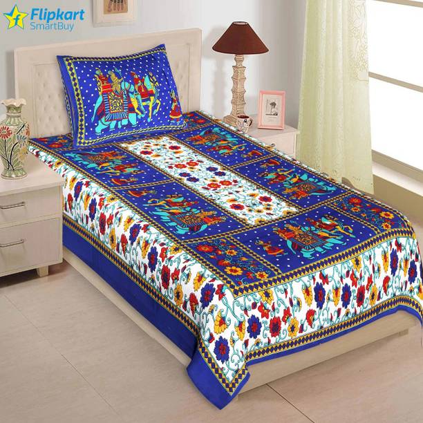 Flipkart SmartBuy Cotton Single Flat 180 TC Jaipuri Pri...