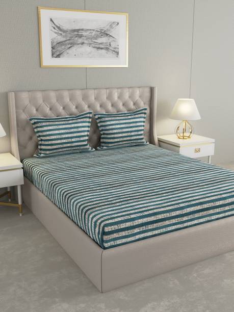 Raymond Home 100 TC Microfiber Double Geometric Flat Bedsheet