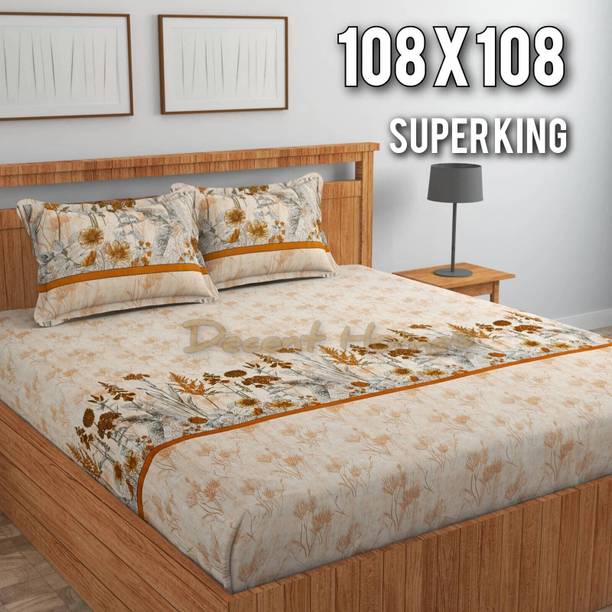 Decent Home Cotton Super King Flat 280 TC Printed Bedsheet