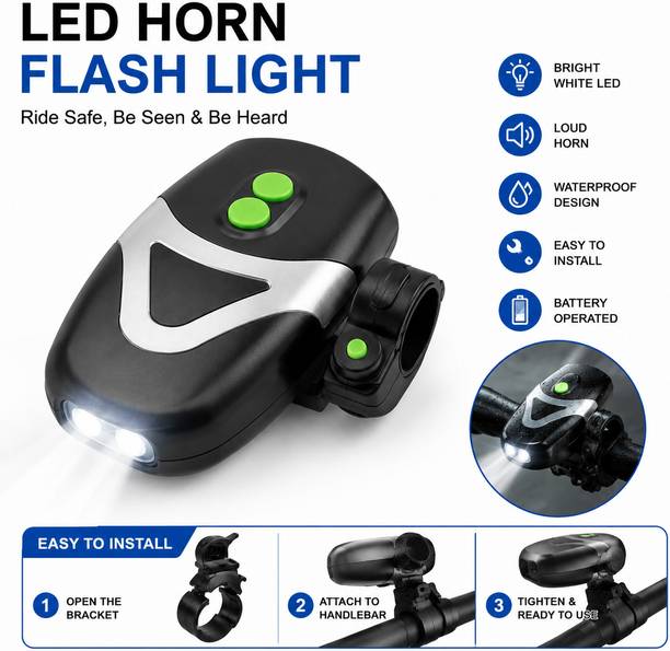 Konex rechargeable LED bicycle/headlamp light Bicycle (120 dB) + Light (3 modes) Bell