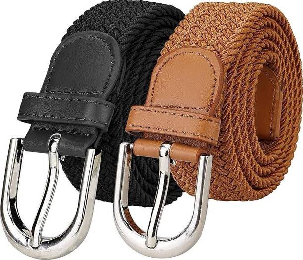 ELOHIM Boys & Girls Casual, Evening Beige, Black Nylon Belt