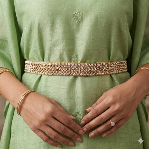 purala Women Evening, Party, Casual Gold Fabric Belt