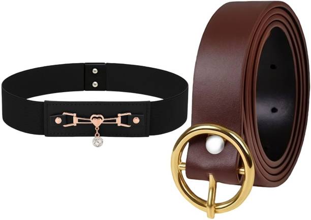 Women Casual, Formal Black, Brown Artificial Leather Belt