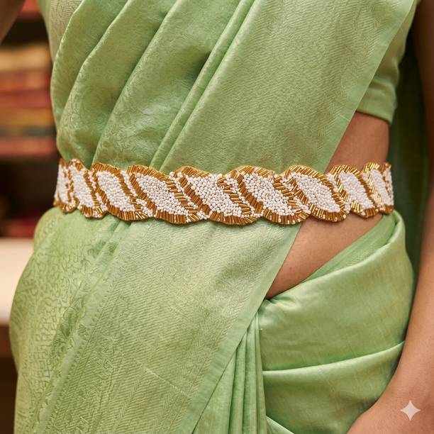 purala Women Evening, Party, Casual White, Gold Fabric Belt