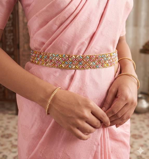 purala Women Evening, Party, Casual Gold, Multicolor Fabric Belt