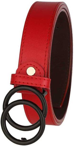 Women Formal Red Artificial Leather Belt