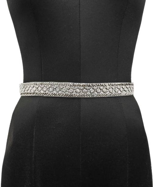 purala Women Casual Silver Fabric Belt