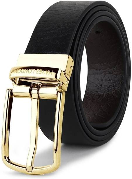 Hayes London Men Casual, Formal, Party Black Genuine Leather Reversible Belt