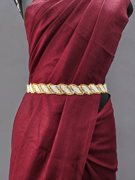 purala Women Casual Gold, White Fabric Belt