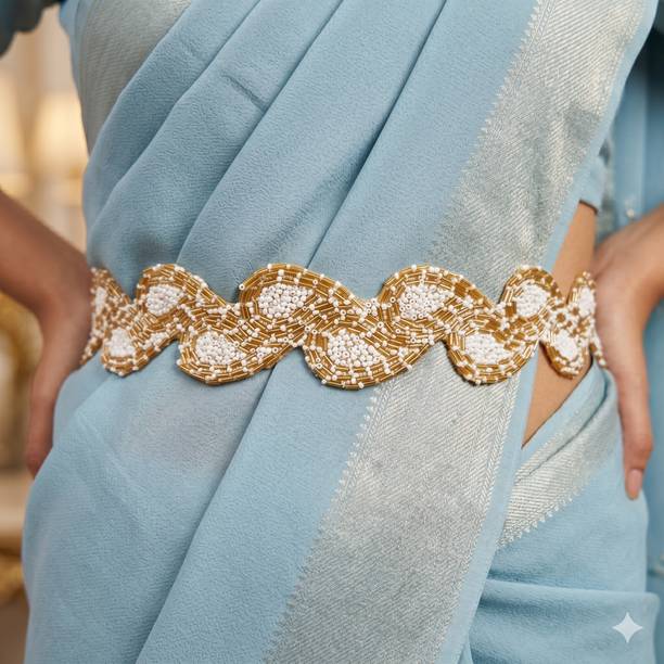 purala Women Evening, Party, Casual White, Gold Fabric Belt