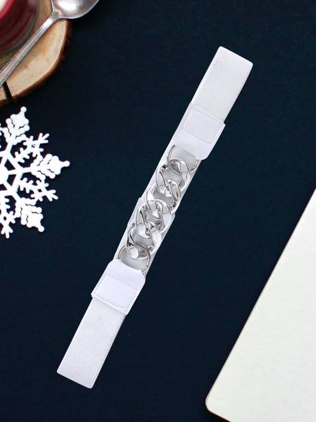 PROVOGUE Women Formal, Casual, Evening, Party White Canvas Belt