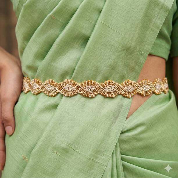 purala Women Evening, Party, Casual Gold, White Fabric Belt