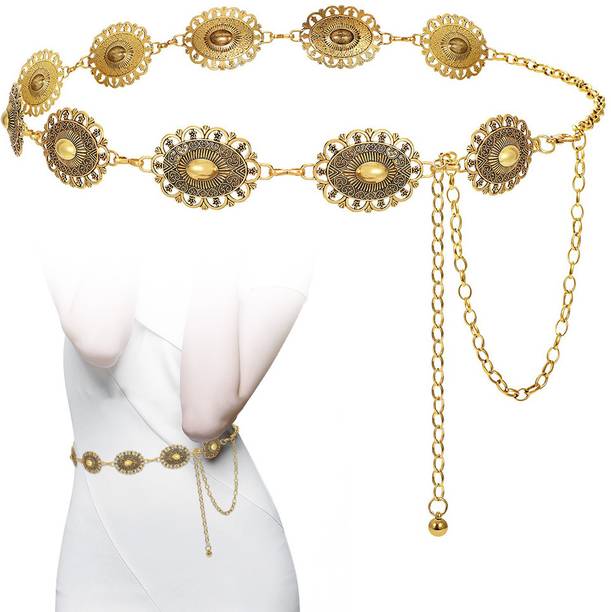 LQZ Women Casual Gold Metal Belt
