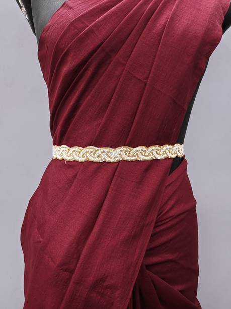 purala Women Casual White, Gold Fabric Belt