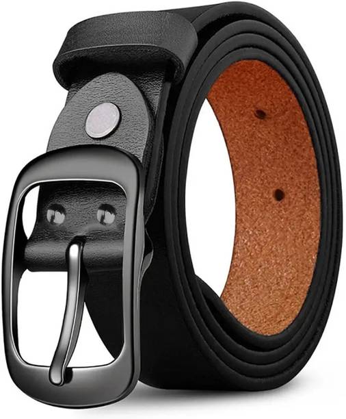 Men & Women Black Genuine Leather Belt