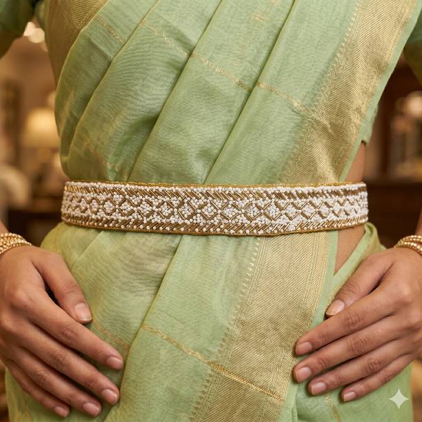 purala Women Evening, Party, Casual White, Gold Fabric Belt