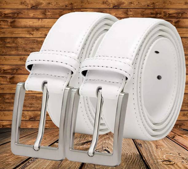 Men Formal, Casual, Party, Evening White Artificial Leather Belt