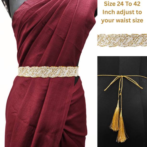 purala Women Casual Gold, White Fabric Belt
