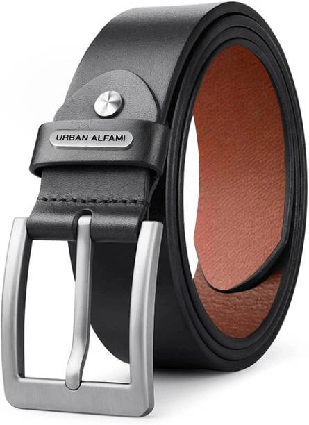 URBAN ALFAMI Men Formal, Casual, Evening, Party Black Genuine Leather Belt