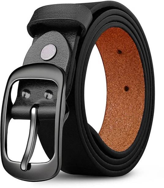 Men Formal, Casual, Party Black Genuine Leather Belt