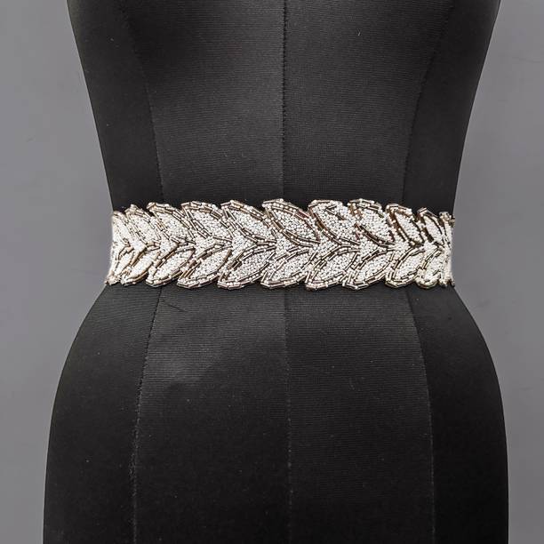 purala Women Casual Silver Fabric Belt