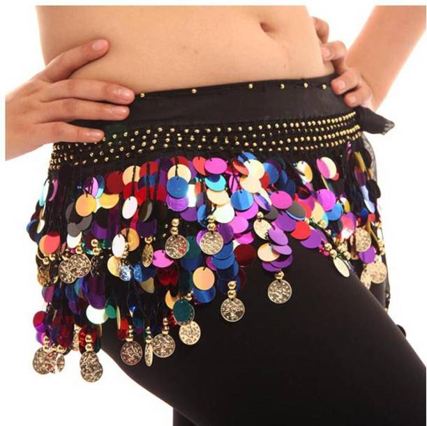 VRITRAZ Women Party Black Fabric, Metal Belt