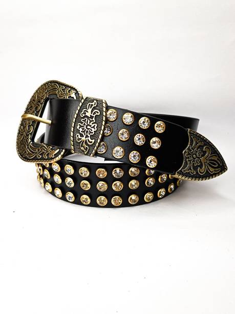 Men Casual, Party, Formal, Evening Black Genuine Leather Belt